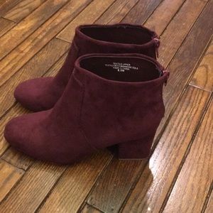 LOFT Suede Maroon Booties